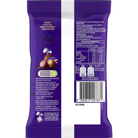 Cadbury Strawberry Easter Chocolate Egg Bag 118g