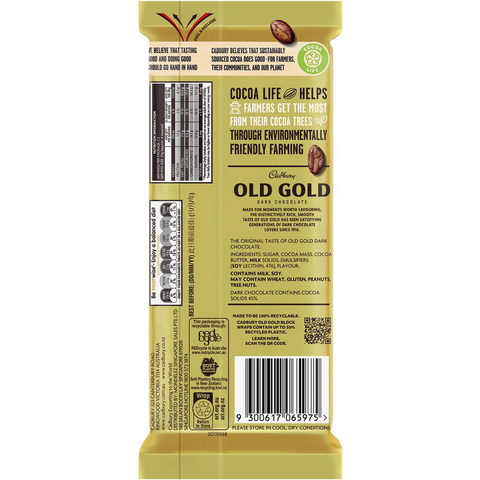 Cadbury Old Gold Original Dark Chocolate Block 180g