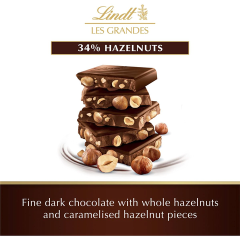 Lindt Les Grandes Dark Chocolate & Hazelnut Block 150g