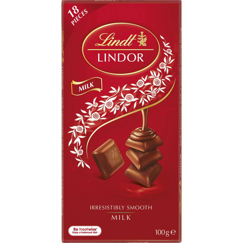 Lindt Lindor Milk Chocolate Block 100g