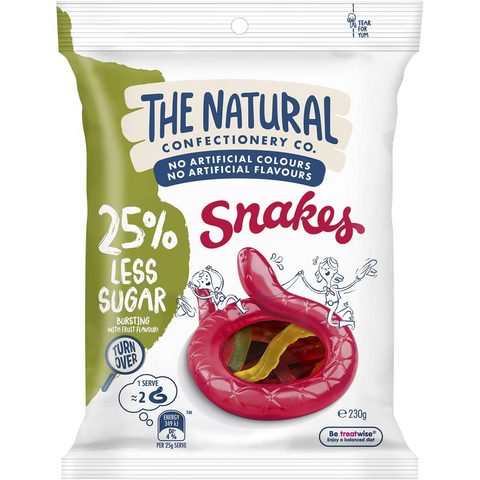 The Natural Confectionery Co. Snakes Reduced Sugar Lollies 230g