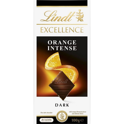 Lindt Excellence Dark Chocolate Orange Intense 100g Block