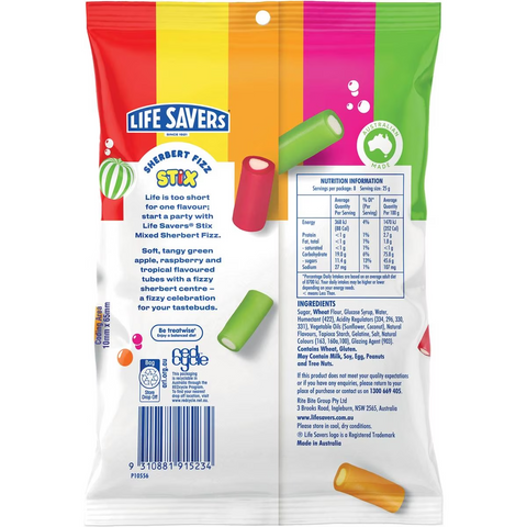 Life Savers Mixed Sherbert Fizz Stix 200g