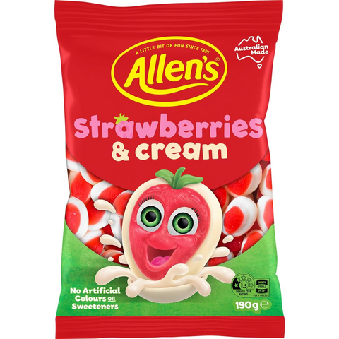 Allen's Strawberry & Cream Lollies Bag 190g