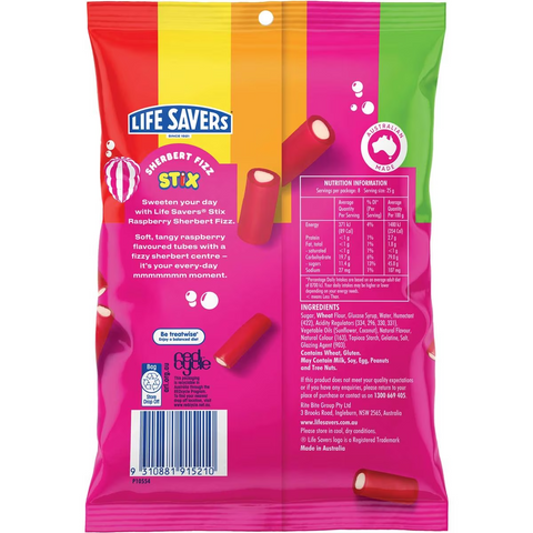 Life Savers Raspberry Sherbert Fizz Stix 200g