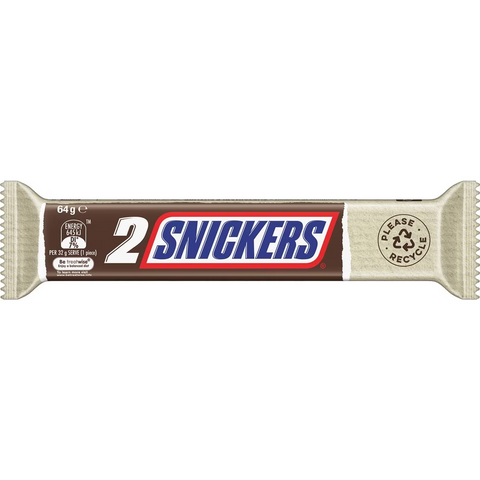 Snickers Milk Chocolate Bar Peanuts Caramel Nougat 2 Pieces 64g