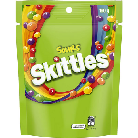 Skittles Sours Chewy Lollies Party Share Bag 190g