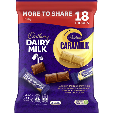 Cadbury Caramilk & Dairy Milk Chocolate Sharepack 18 Pack