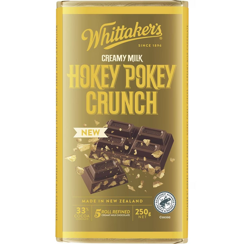 Whittaker's Creamy Milk Hokey Pokey Crunch Chocolate Bar 250g