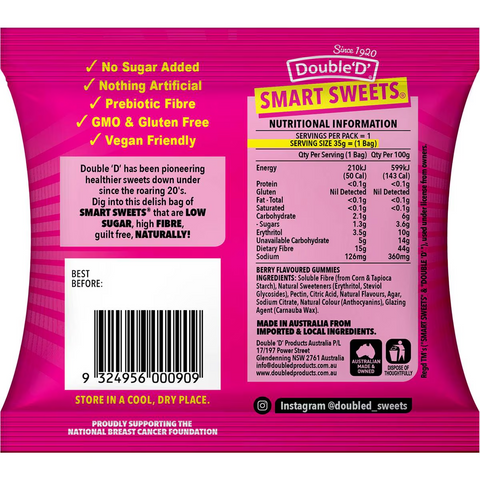 Double 'd' Smart Sweets Berry Gummies 35g