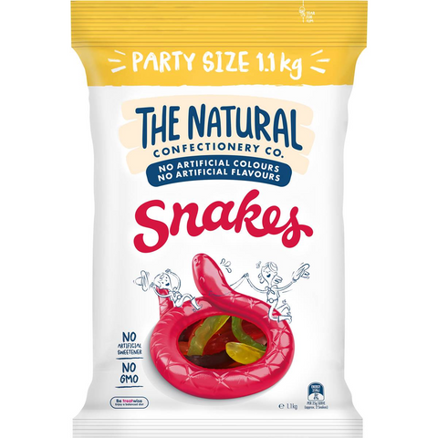 The Natural Confectionery Co. Snakes Lollies Party Size 1.1kg