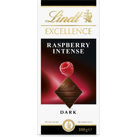 Lindt Excellence Raspberry Intense Dark Chocolate Block 100g