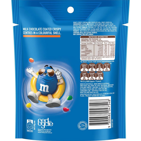 M&m's Crispy Milk Chocolate Snack & Share Bag 145g