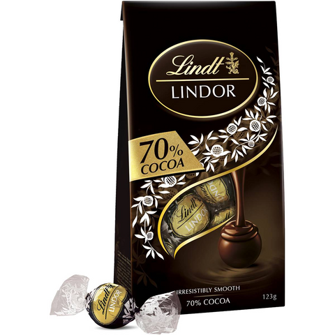 Lindt Lindor 70% Cocoa Dark Chocolate Bag 123g