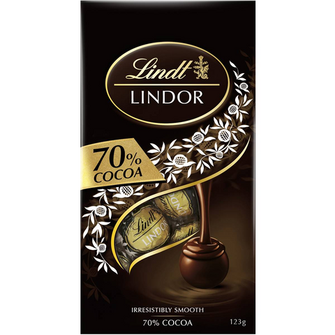 Lindt Lindor 70% Cocoa Dark Chocolate Bag 123g