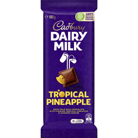 Cadbury Dairy Milk Tropical Pineapple Chocolate Block 180g