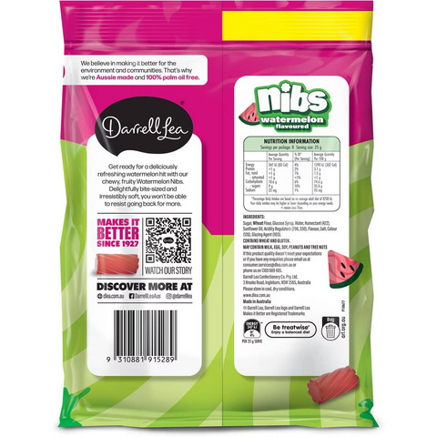 Darrell Lea Nibs Watermelon Flavoured 200g