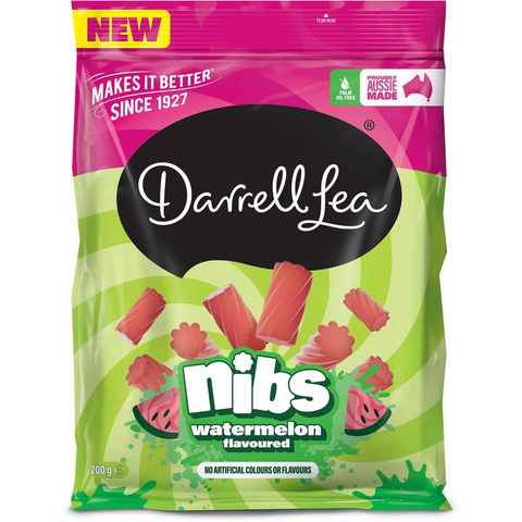 Darrell Lea Nibs Watermelon Flavoured 200g