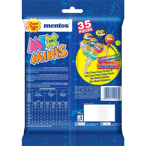 Chupa Chups Mentos Mix Of Minis 35 Pieces 290g