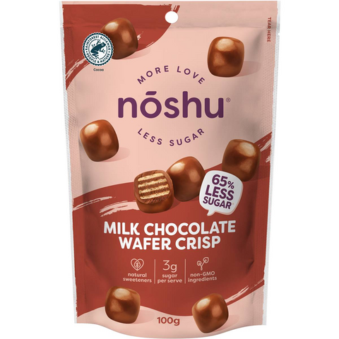 Noshu Less Sugar Milk Chocolate Wafer Crisp Bites 100g