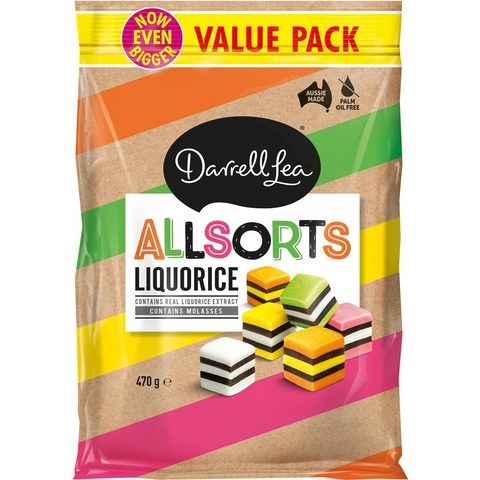 Darrell Lea Liquorice Allsorts Share Bag 470g