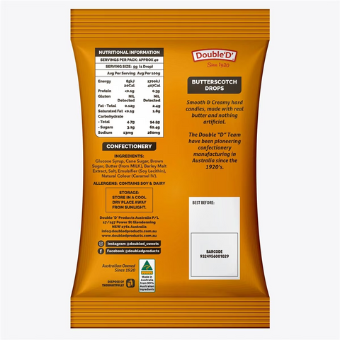 Double 'd' Butterscotch Drops 200g