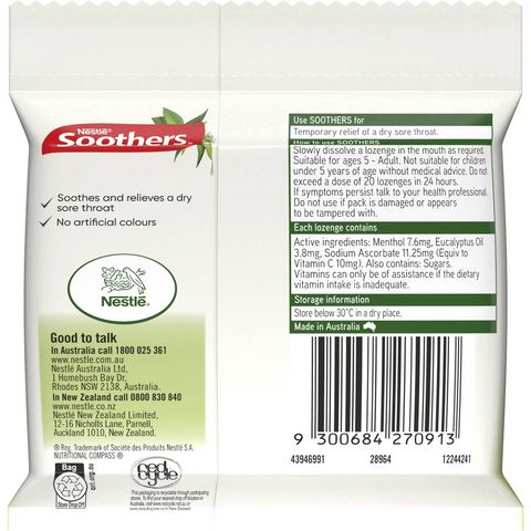 Nestle Soothers Throat Lozenge Eucalyptus & Menthol 3 Pack