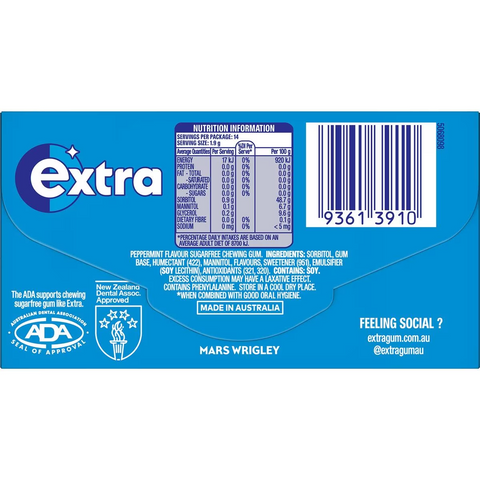 Extra Peppermint Sugar Free Chewing Gum 14pc 27g