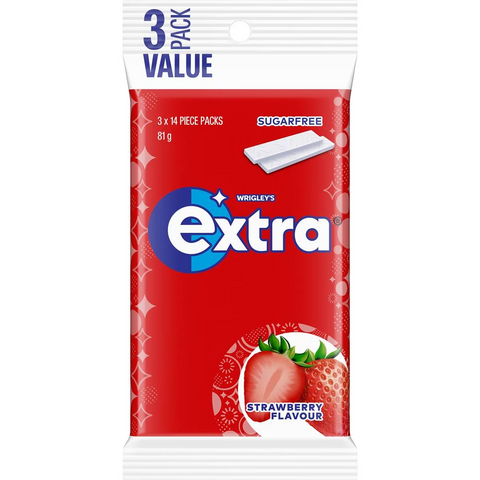 Extra Strawberry Sugar Free Chewing Gum Multipack 42pc 3x27g