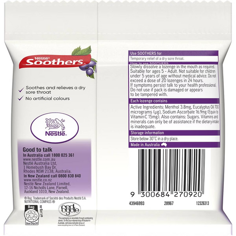 Nestle Soothers Throat Lozenges Blackcurrant 30 Pack