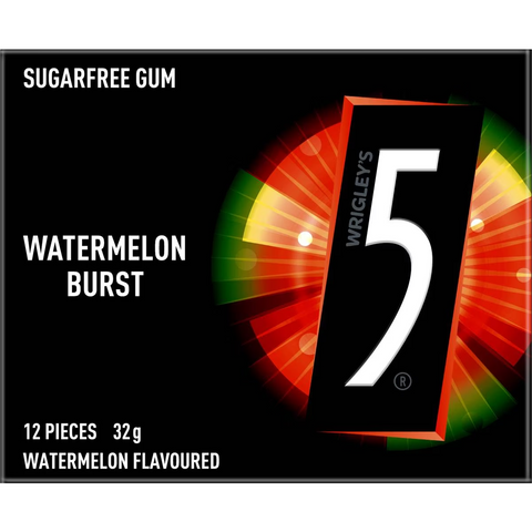 5gum Watermelon Burst Sugar Free Gum 12pc 32g