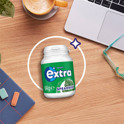 Extra Spearmint Sugar Free Chewing Gum Bottle 64g