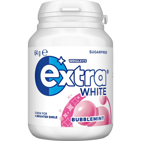 Extra White Bubblemint Sugar Free Chewing Gum Bottle 64g