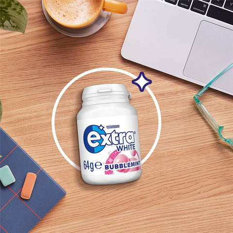 Extra White Bubblemint Sugar Free Chewing Gum Bottle 64g