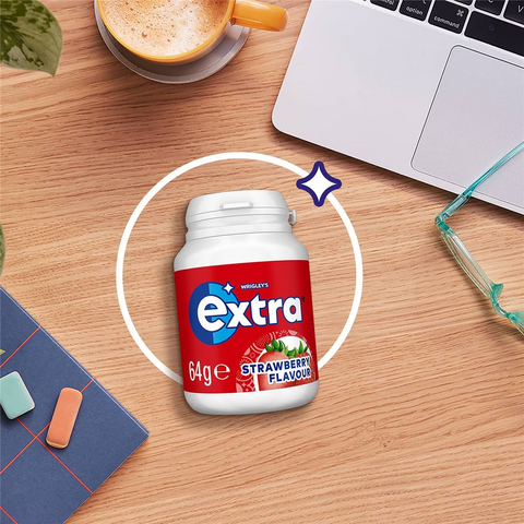 Extra Strawberry Sugar Free Chewing Gum Bottle 64g