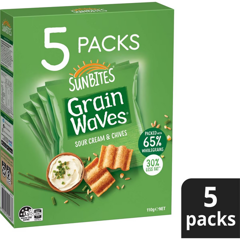 Sunbites Grainwaves Sour Cream & Chives Wholegrain Chips Multipack 110g