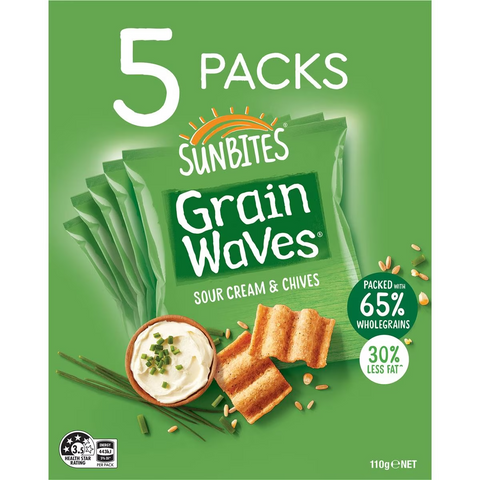 Sunbites Grainwaves Sour Cream & Chives Wholegrain Chips Multipack 110g