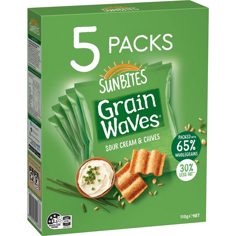 Sunbites Grainwaves Sour Cream & Chives Wholegrain Chips Multipack 110g