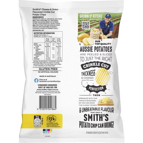 Smith's Crinkle Cut Potato Chips Cheese & Onion 170g