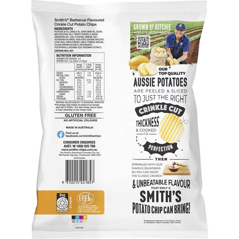 Smith's Crinkle Cut Potato Chips Barbecue 170g