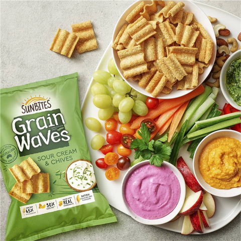 Sunbites Grain Waves Wholegrain Chips Sour Cream & Chives 170g