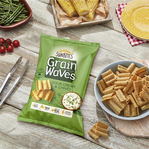 Sunbites Grain Waves Wholegrain Chips Sour Cream & Chives 170g