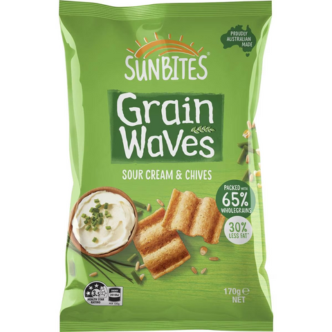 Sunbites Grain Waves Wholegrain Chips Sour Cream & Chives 170g