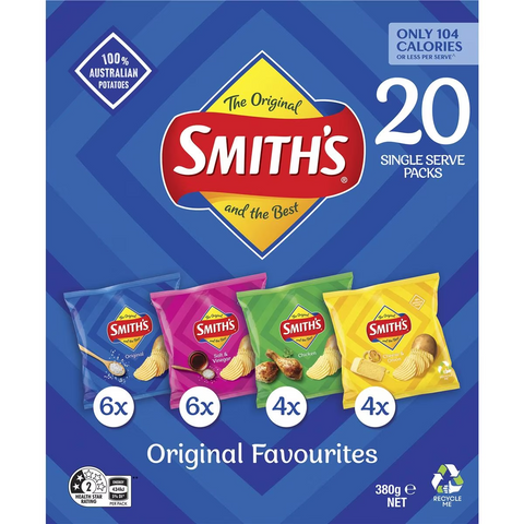 Smith's Potato Chips Original Favourites Multipack Variety 20 Pack