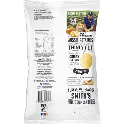 Smith's Thinly Cut Potato Chips Original Share Pack 175g