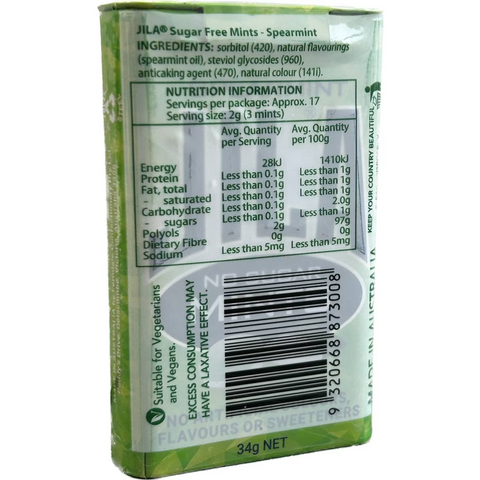 Jila No Sugar Mints Spearmint 34g