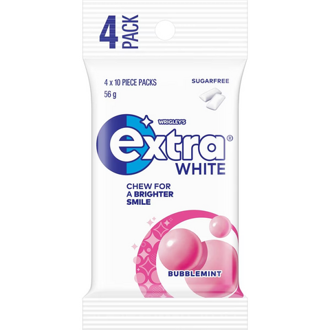 Extra White Bubblemint Sugar Free Chewing Gum Multipack 4x14g