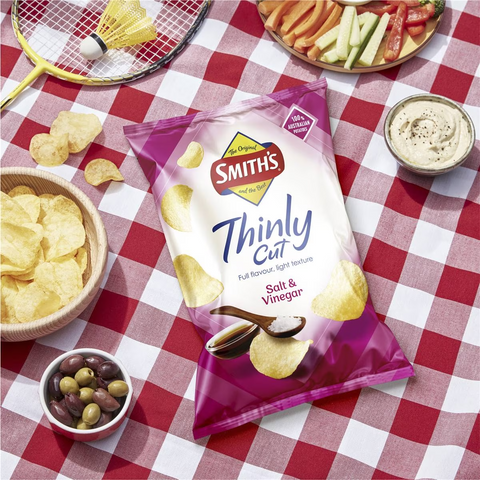 Smith's Thinly Cut Potato Chips Share Pack Salt & Vinegar 175g