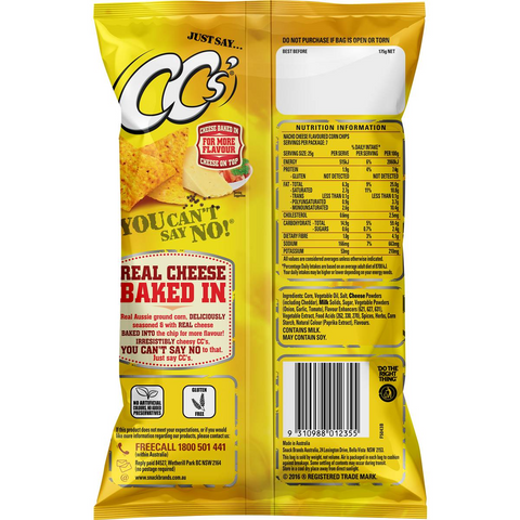 Cc's Corn Chips Nacho Cheese 175g