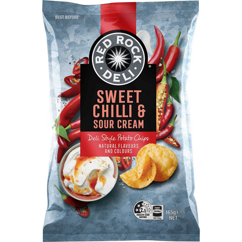 Red Rock Deli Potato Chips Sweet Chilli & Sour Cream 165g